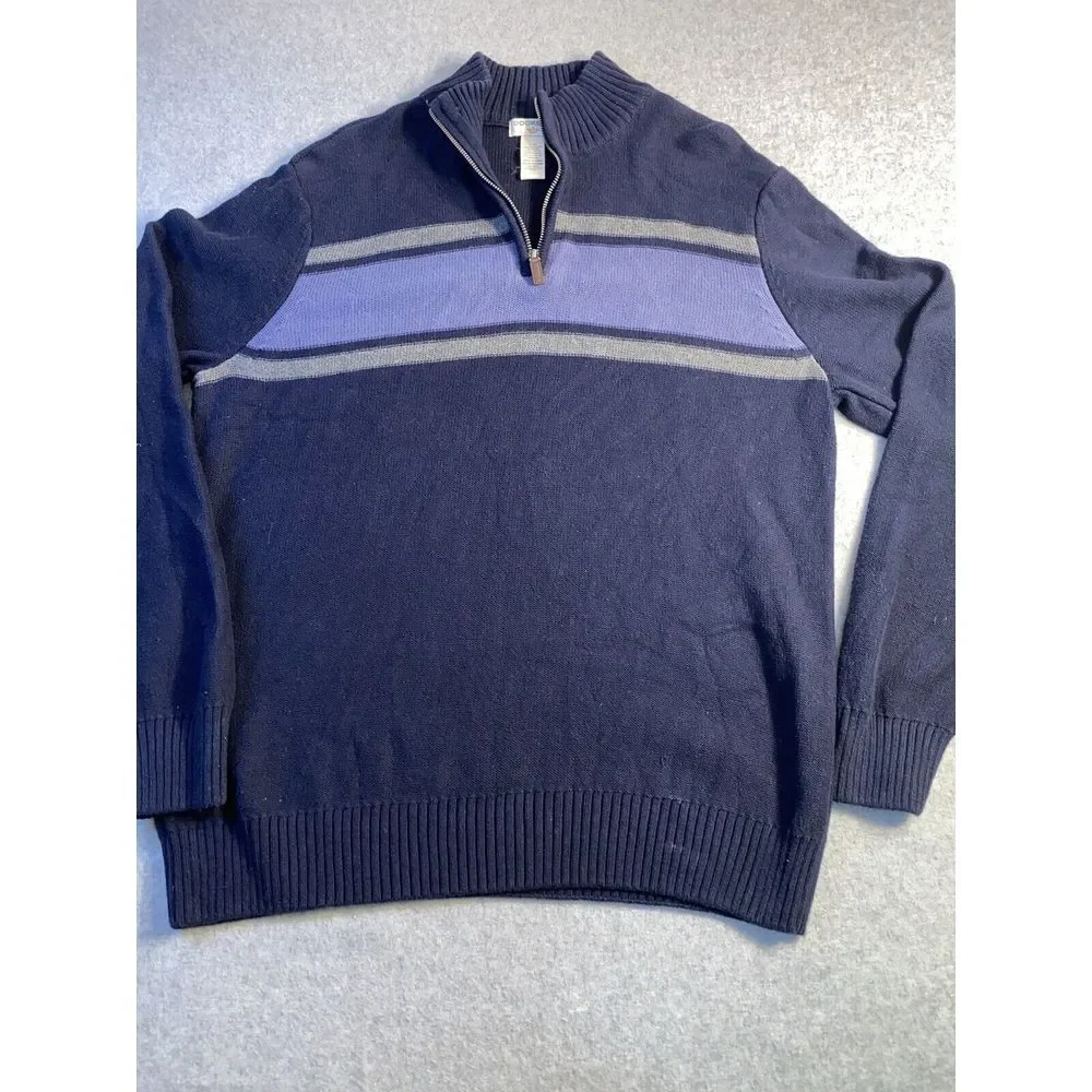 Dockers Mock Neck 1/4 Zip Lightweight Blue Sweater - Men's‎ Large